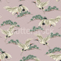 Flying Cranes, Pink Mural Wallpaper - pure wallpaper artwork