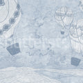 Balloon Travelers, Blue Mural Wallpaper - pure wallpaper artwork