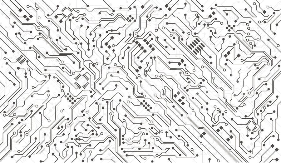 Circuit, White Mural Wallpaper