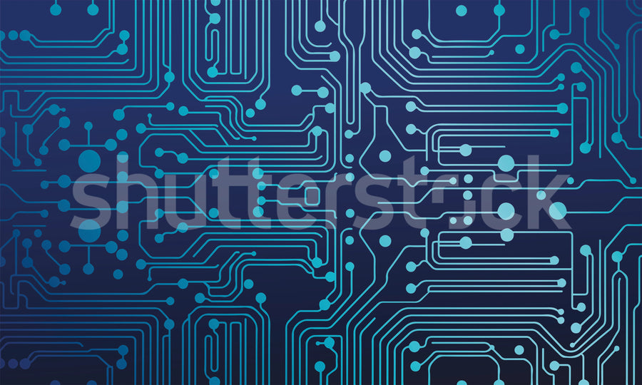 Circuit Board, Blue Mural Wallpaper
