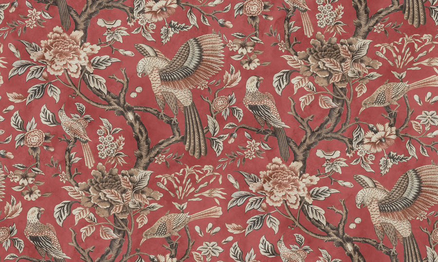 Wings in Bloom, Red Mural Wallpaper