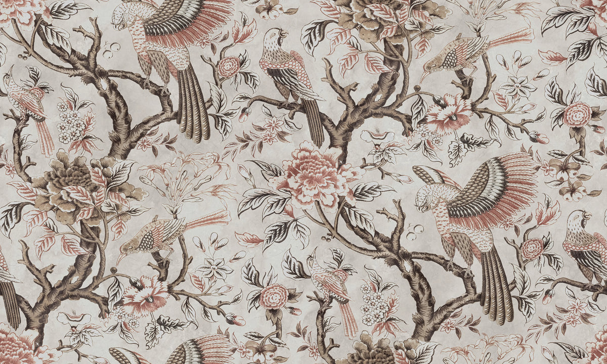 Wings in Bloom, Beige Mural Wallpaper - pure wallpaper artwork