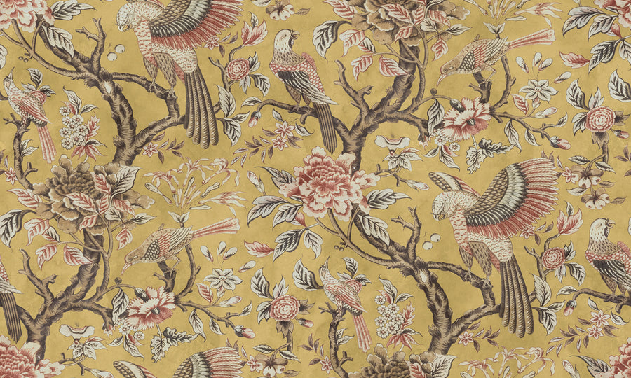 Wings in Bloom, Yellow Mural Wallpaper