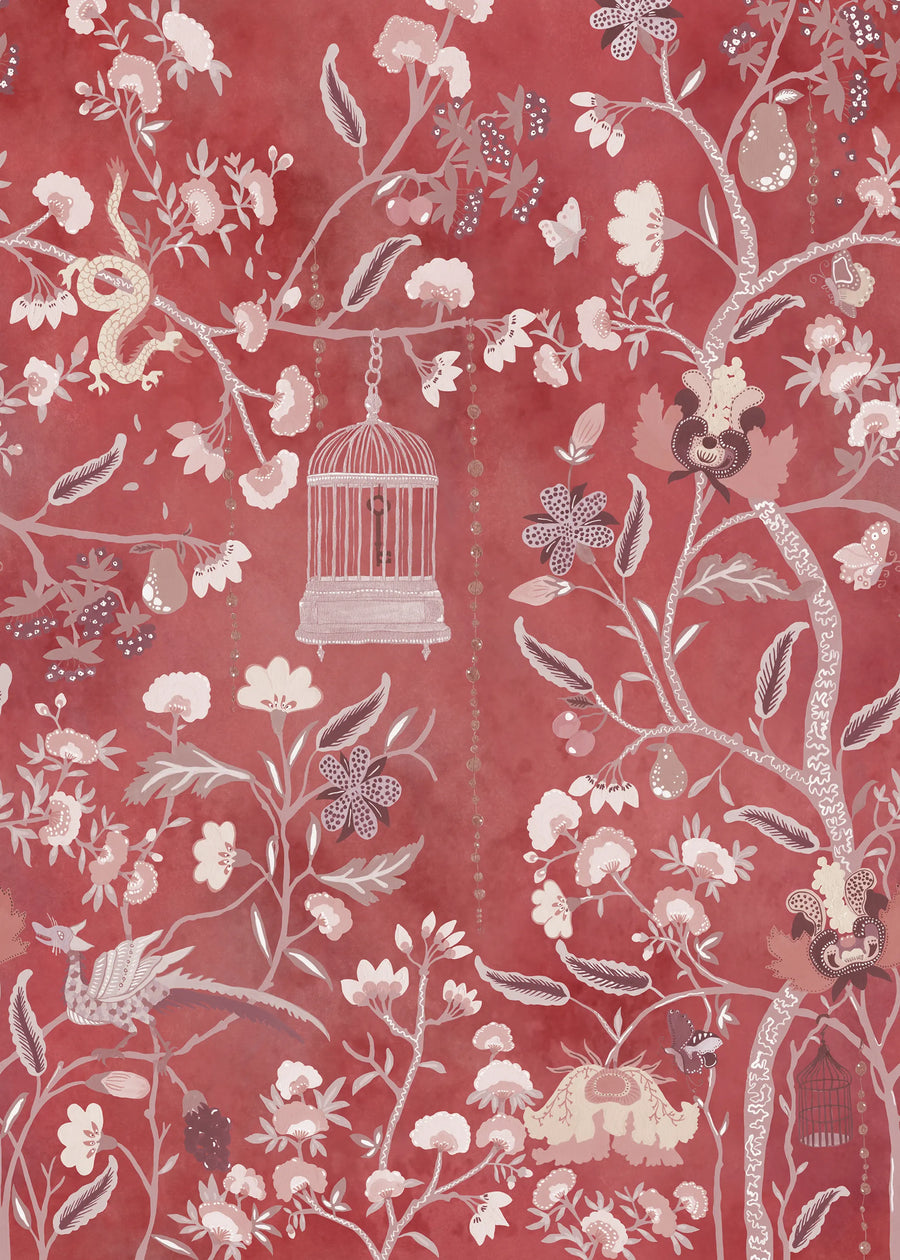 Mystic Garden, Red Mural Wallpaper