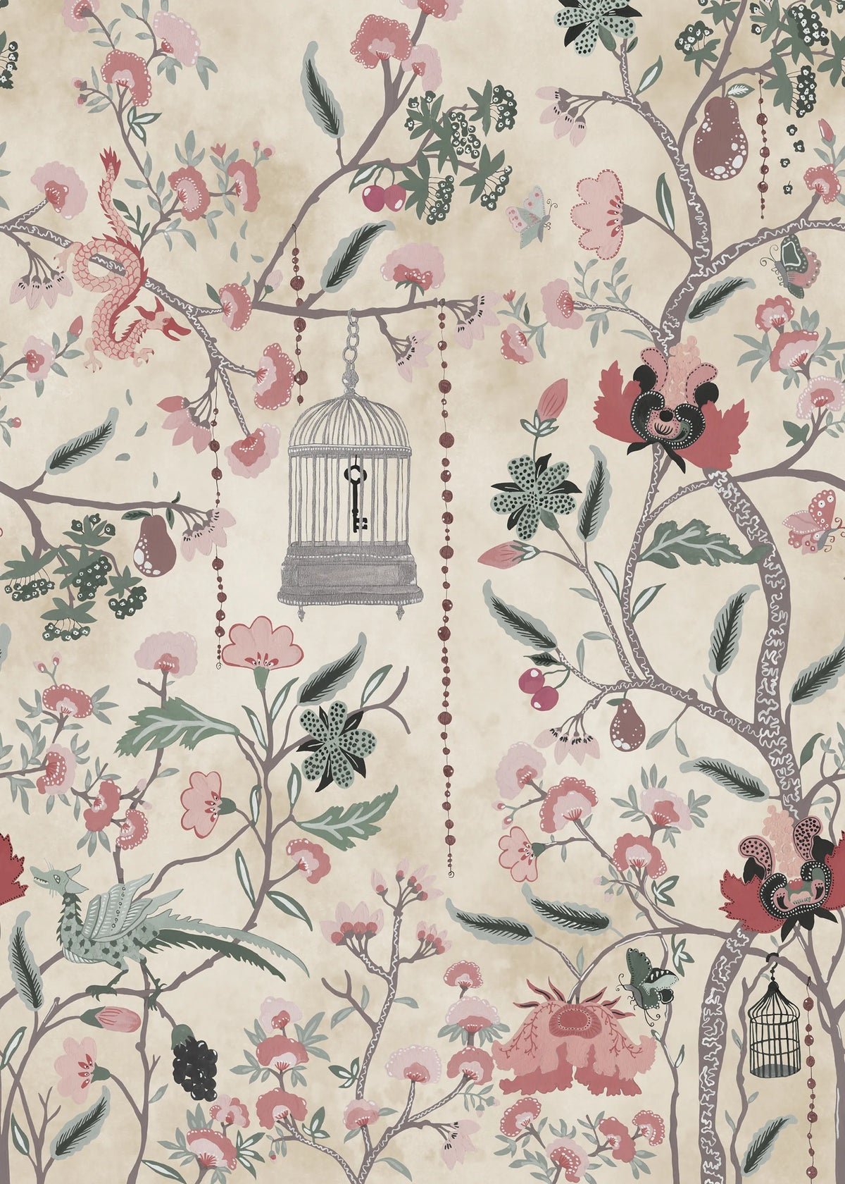 Mystic Garden, Beige Mural Wallpaper - pure wallpaper artwork