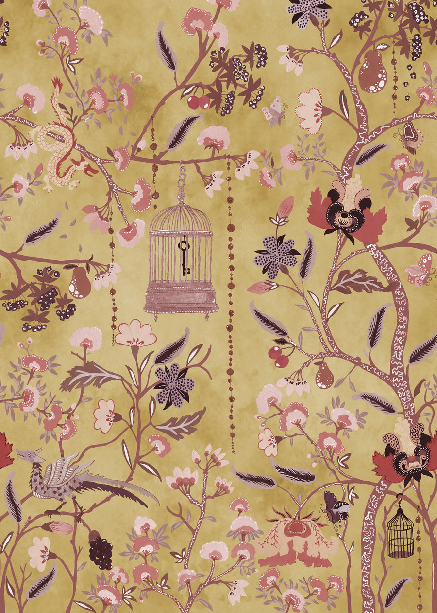 Mystic Garden, Yellow Mural Wallpaper