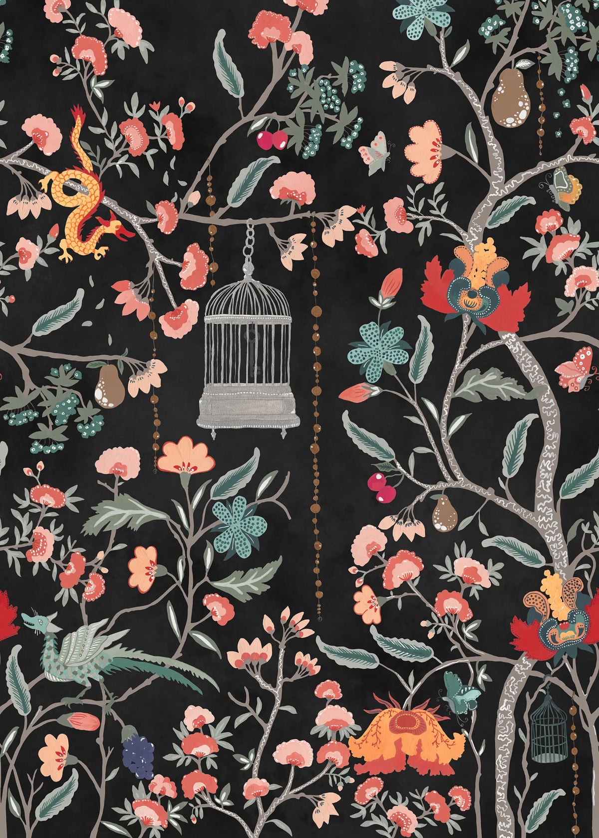 Mystic Garden, Black Mural Wallpaper - pure wallpaper artwork