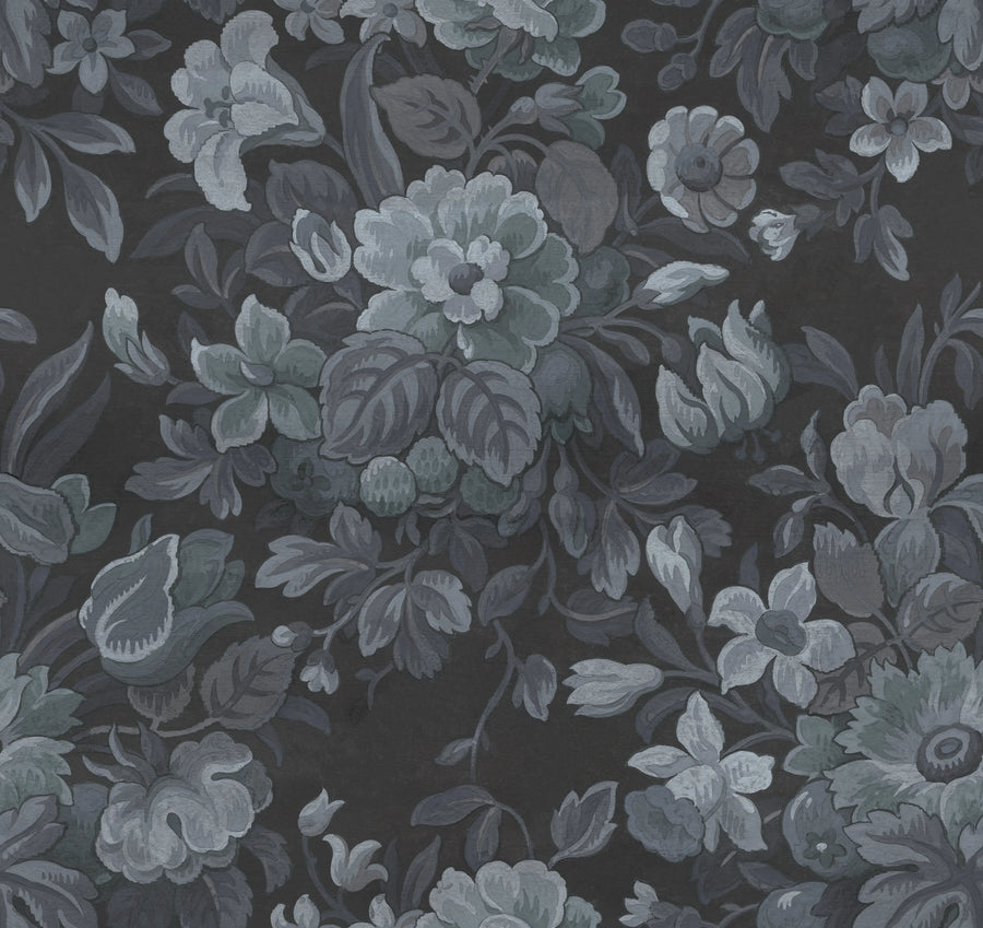 Majestic Vintage Garden, Dark Blue Mural Wallpaper