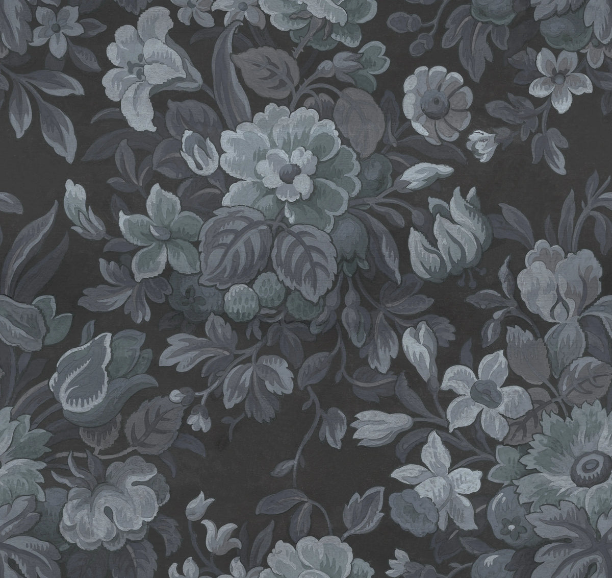 Majestic Vintage Garden, Dark Blue Mural Wallpaper - pure wallpaper artwork
