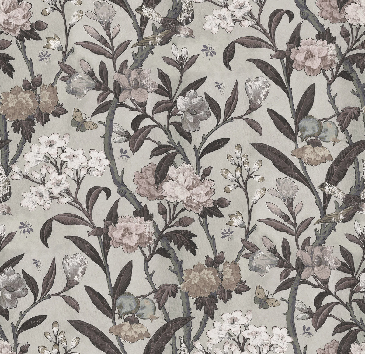 Winding Bloom, Beige Mural Wallpaper - pure wallpaper artwork