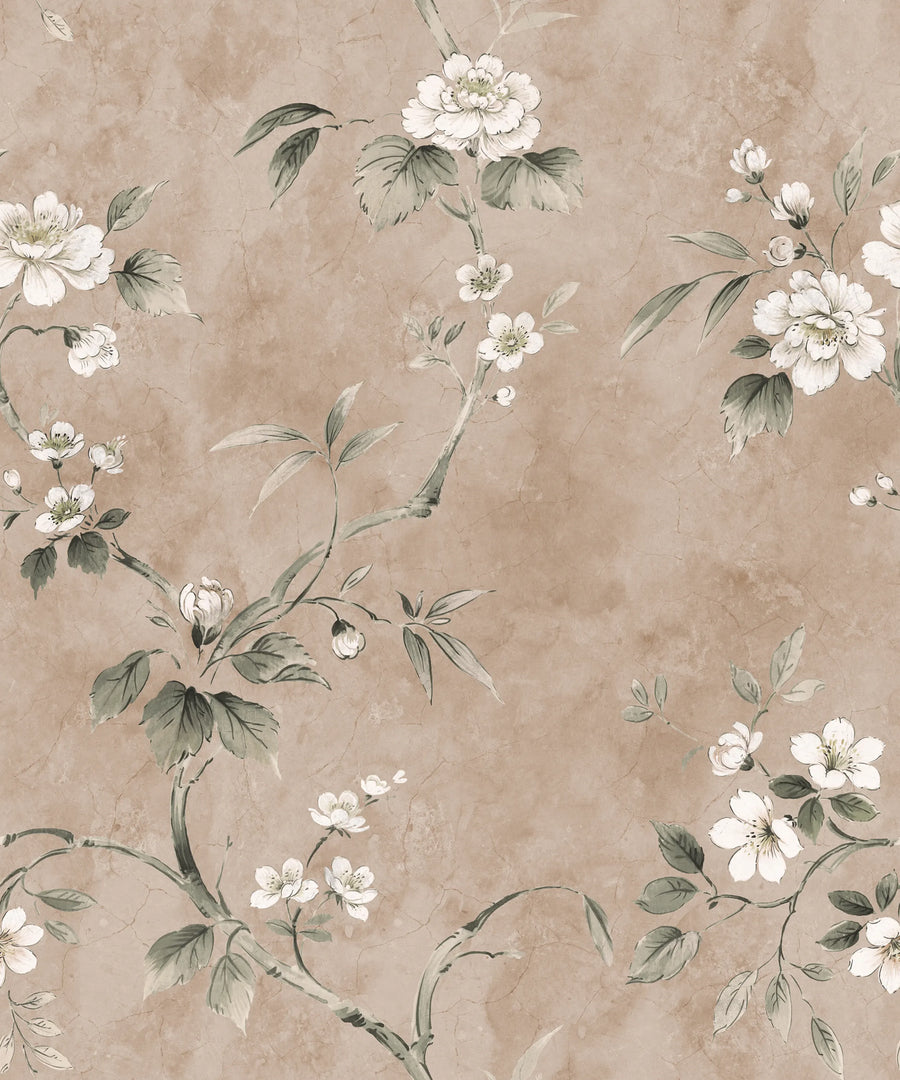 Poetic Flora, Dusty Pink Mural Wallpaper