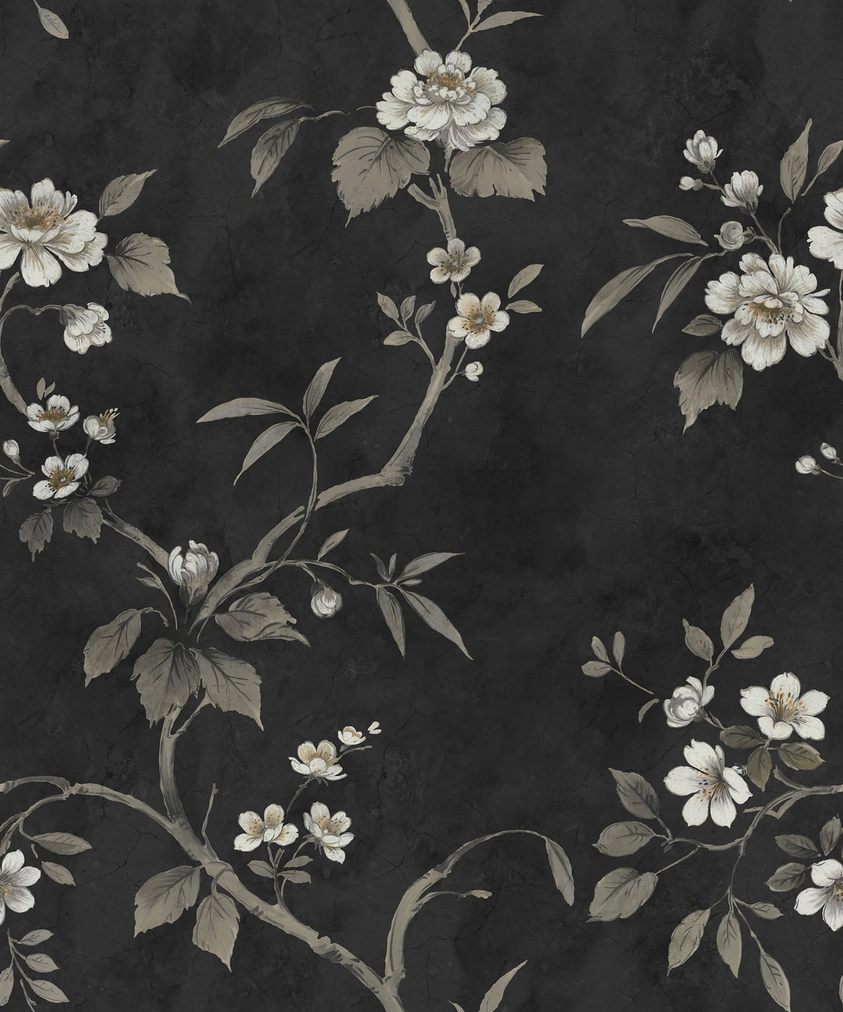Poetic Flora, Black Mural Wallpaper - pure wallpaper artwork