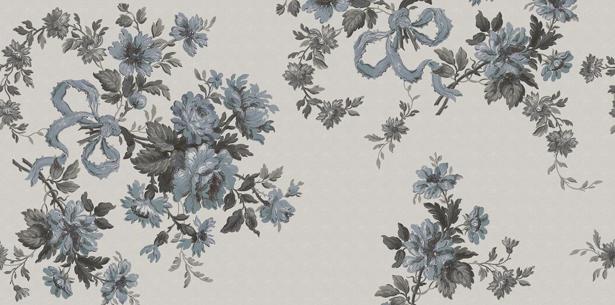 Vintage Bow, Light Blue Mural Wallpaper - pure wallpaper artwork