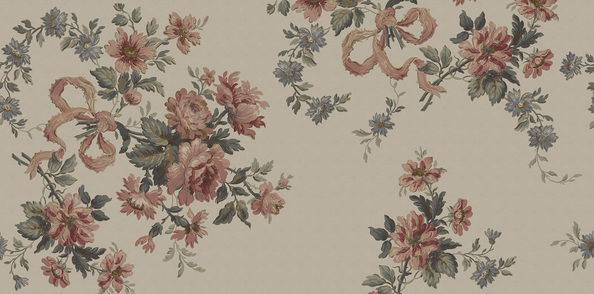 Vintage Bow, Pink Mural Wallpaper - pure wallpaper artwork