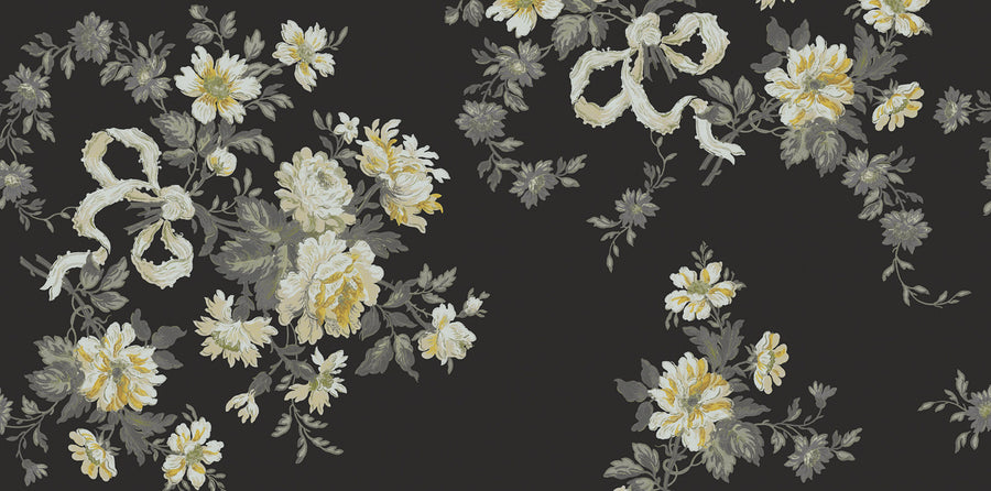Vintage Bow, Black Mural Wallpaper