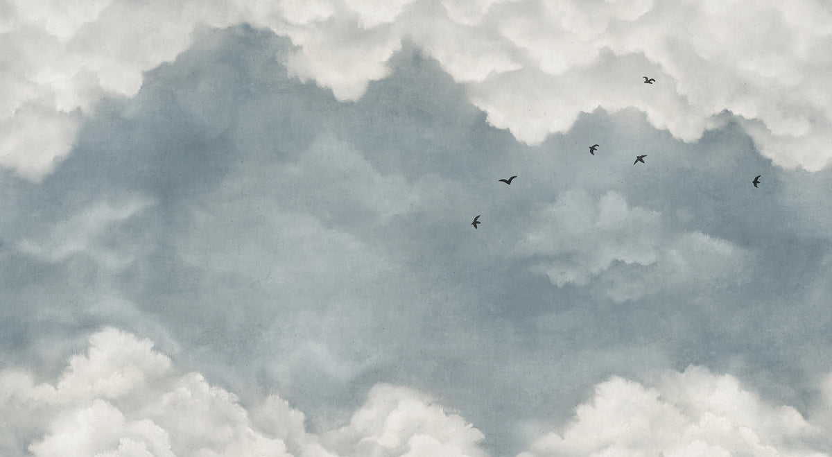Sky of Clouds, Blue Birds Mural Wallpaper - pure wallpaper artwork