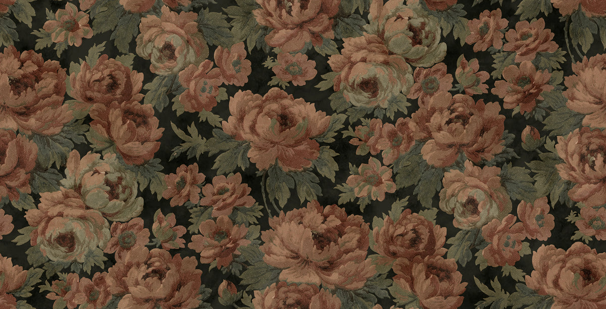 Eternal Blossoms, Black Mural Wallpaper - pure wallpaper artwork