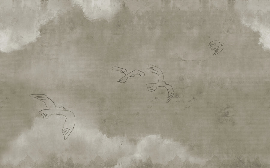 Wings Over horizon, Beige Mural Wallpaper