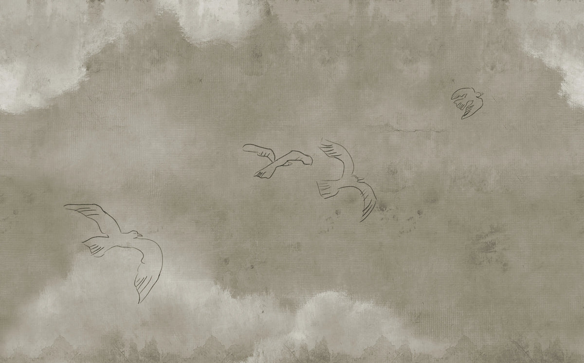 Wings Over horizon, Beige Mural Wallpaper - pure wallpaper artwork