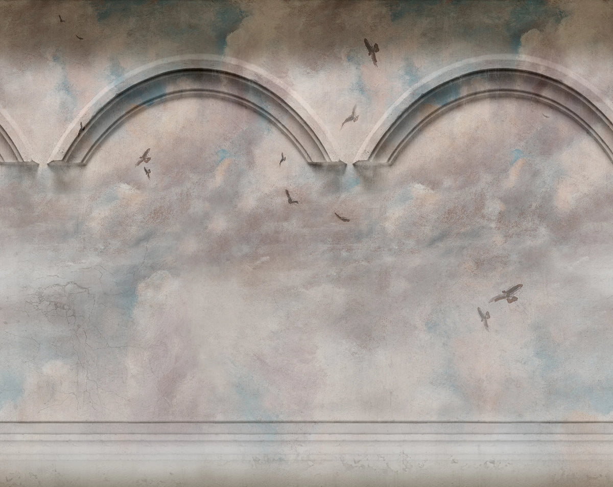 Heavenly Arches, Blue Mural Wallpaper - pure wallpaper artwork