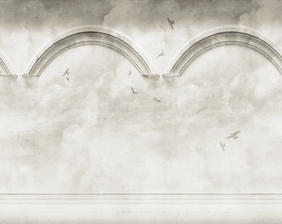 Heavenly Arches, Gray Mural Wallpaper