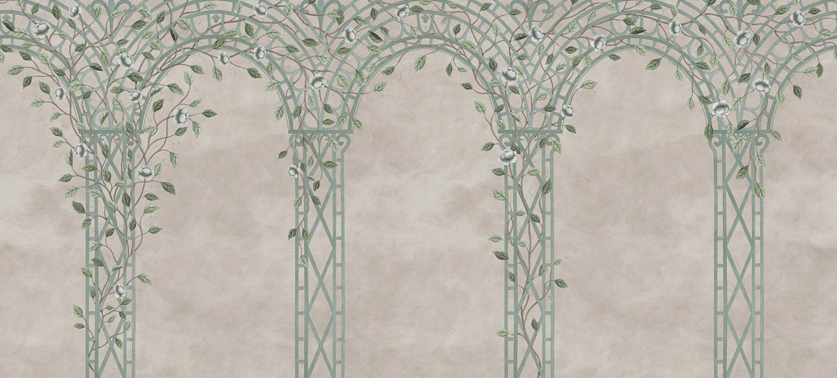 Poetic Trellis, Light Blue Mural Wallpaper - pure wallpaper artwork