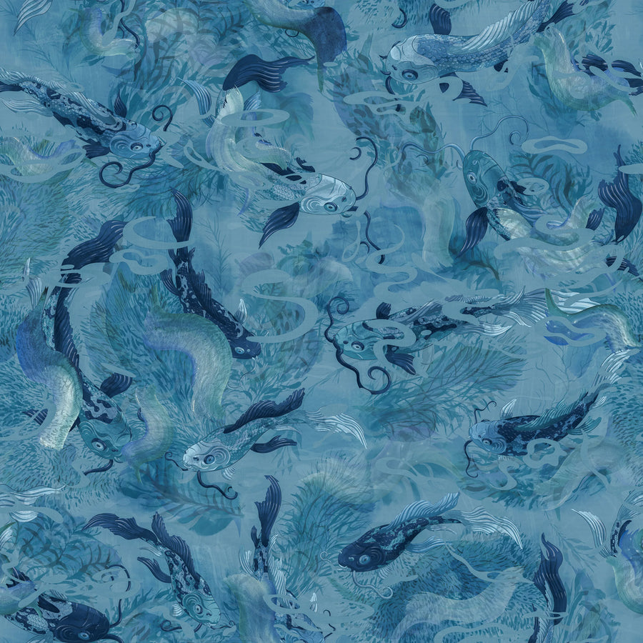 Atlantis Fish, Blue Mural Wallpaper
