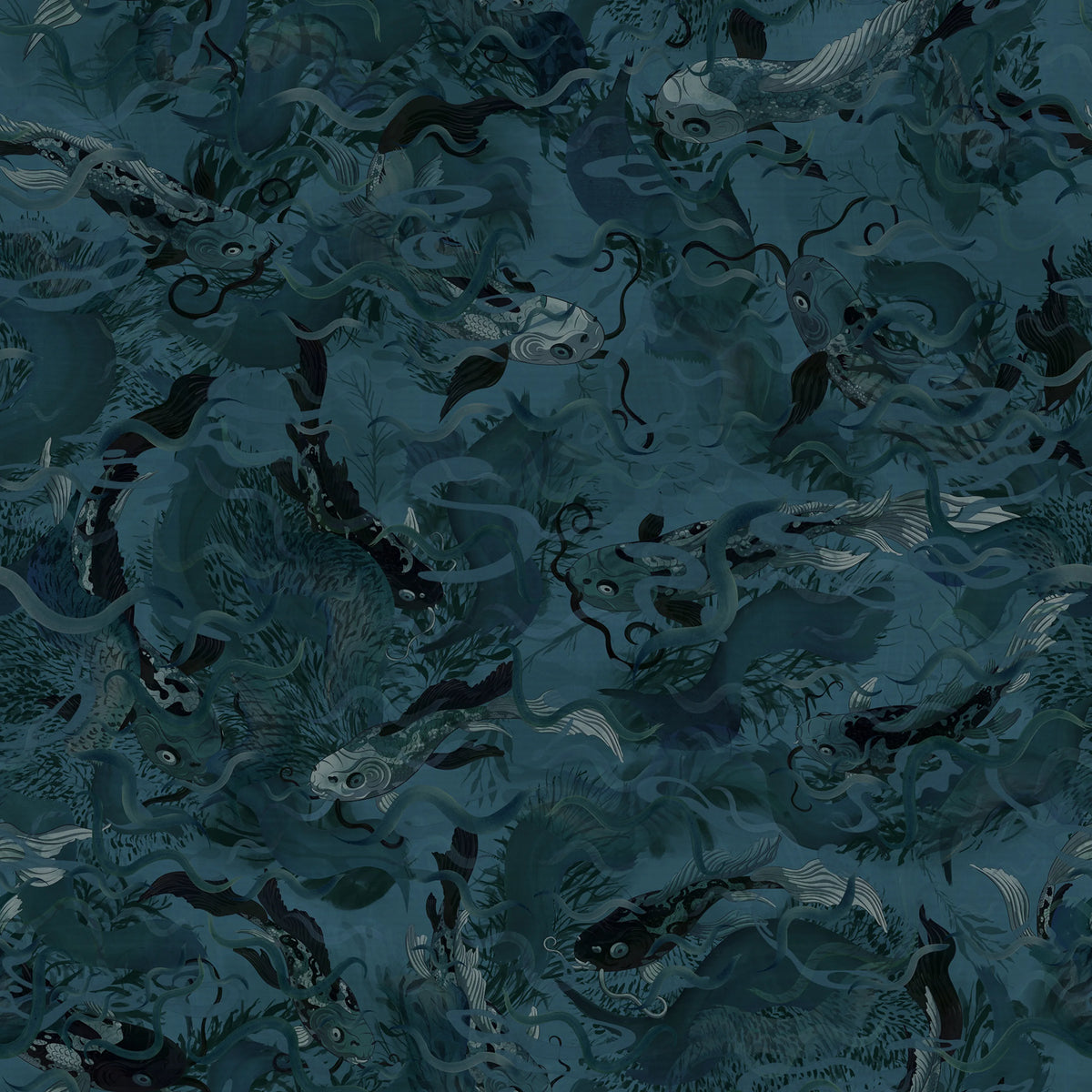 Atlantis Fish, Dark Mural Wallpaper - pure wallpaper artwork