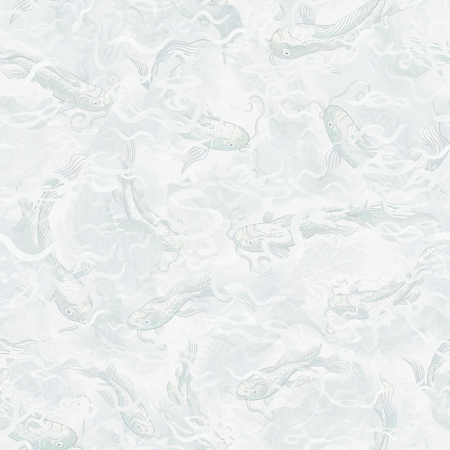 Atlantis Fish, White Mural Wallpaper