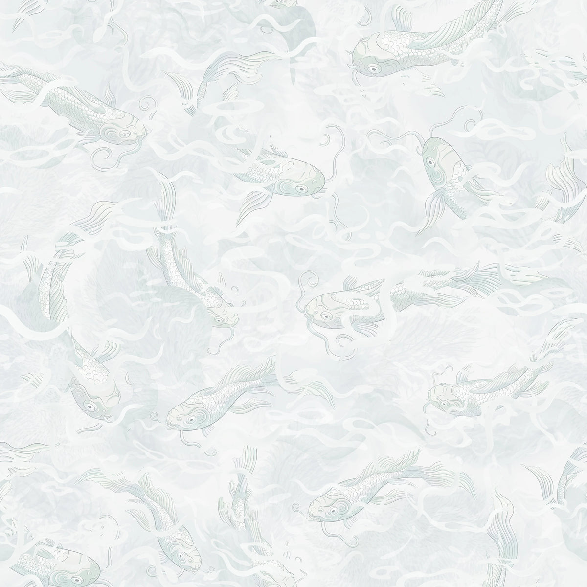 Atlantis Fish, White Mural Wallpaper - pure wallpaper artwork