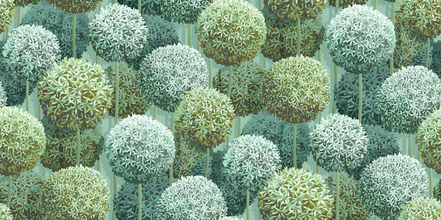 Elysian Flowers, Green Mural Wallpaper