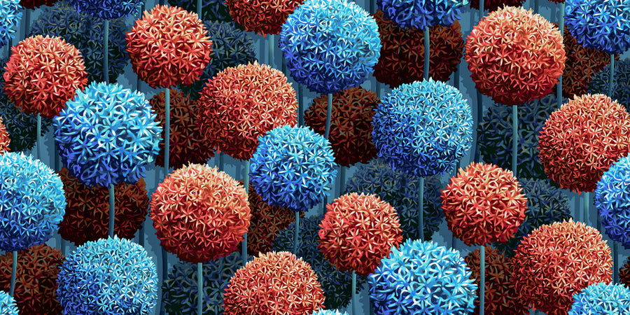 Elysian Flowers, Blue Mural Wallpaper