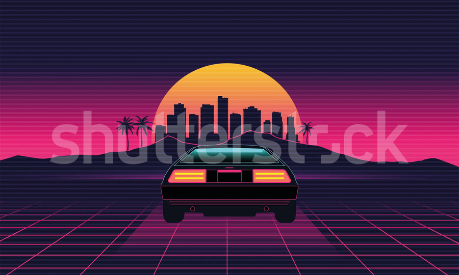 Delorian, Night Mural Wallpaper