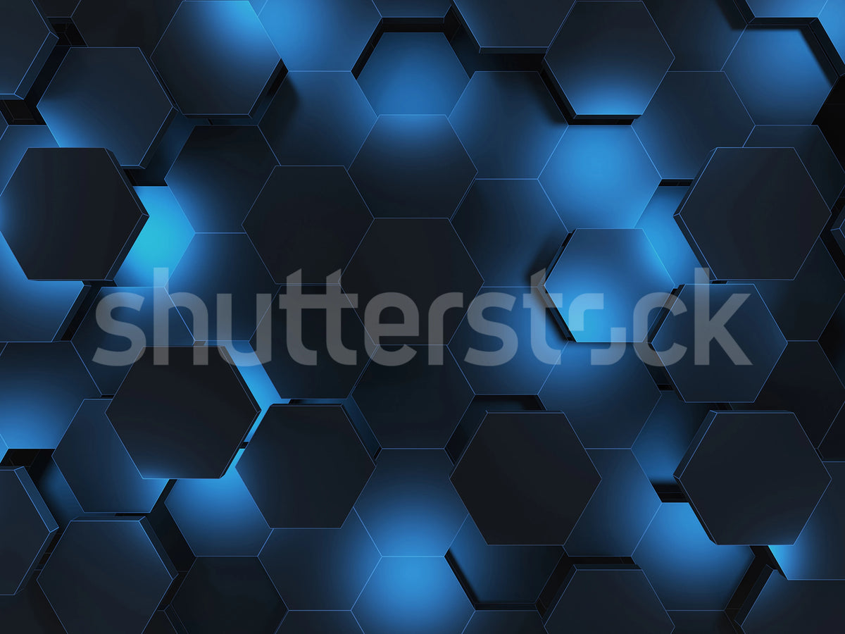 Hexagon, Blue Mural Wallpaper - pure wallpaper artwork