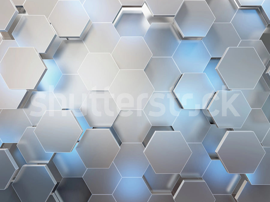 Hexagon, Gray Mural Wallpaper