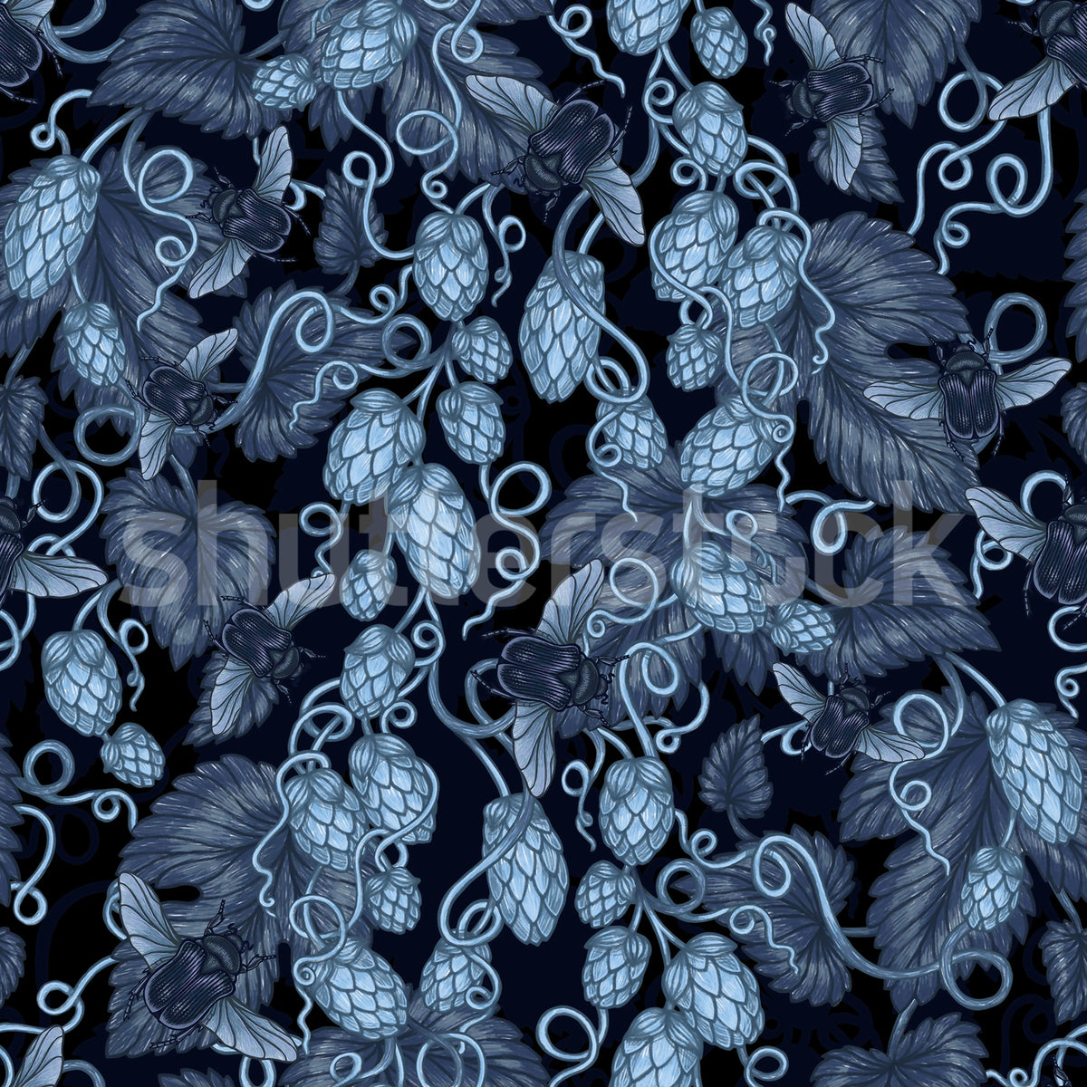 Hop Garden, Blue Mural Wallpaper - pure wallpaper artwork