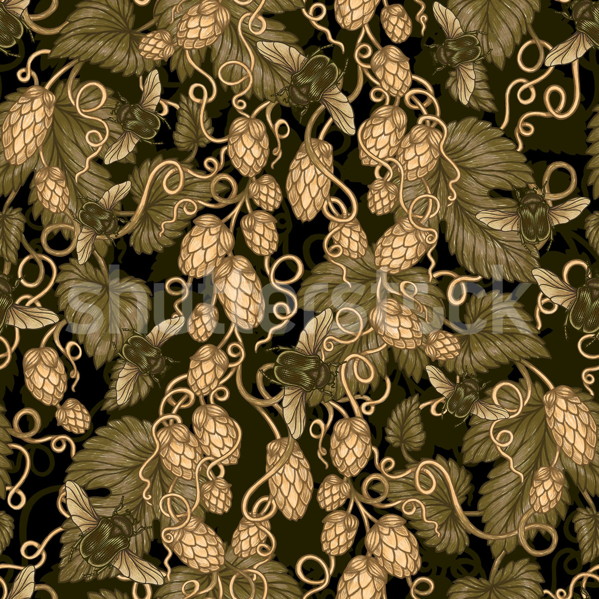 Hop Garden, Brown Mural Wallpaper - pure wallpaper artwork