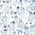 Fox Village, Blue Mural Wallpaper - pure wallpaper artwork