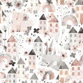 Fox Village, Pink Mural Wallpaper - pure wallpaper artwork