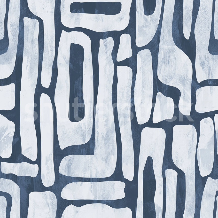 Aesthetic Shapes, Blue Mural Wallpaper