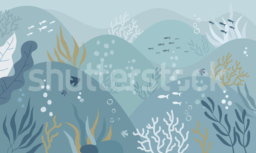 Sea Landscape, Ocean Blue Mural Wallpaper