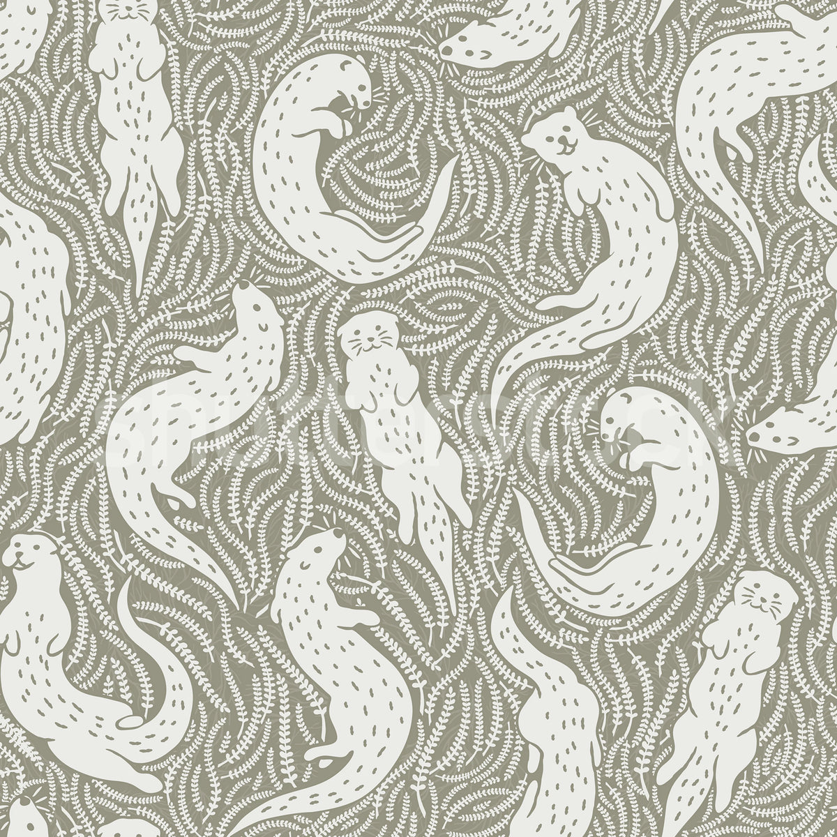 Cute Otters, Beige Mural Wallpaper - pure wallpaper artwork