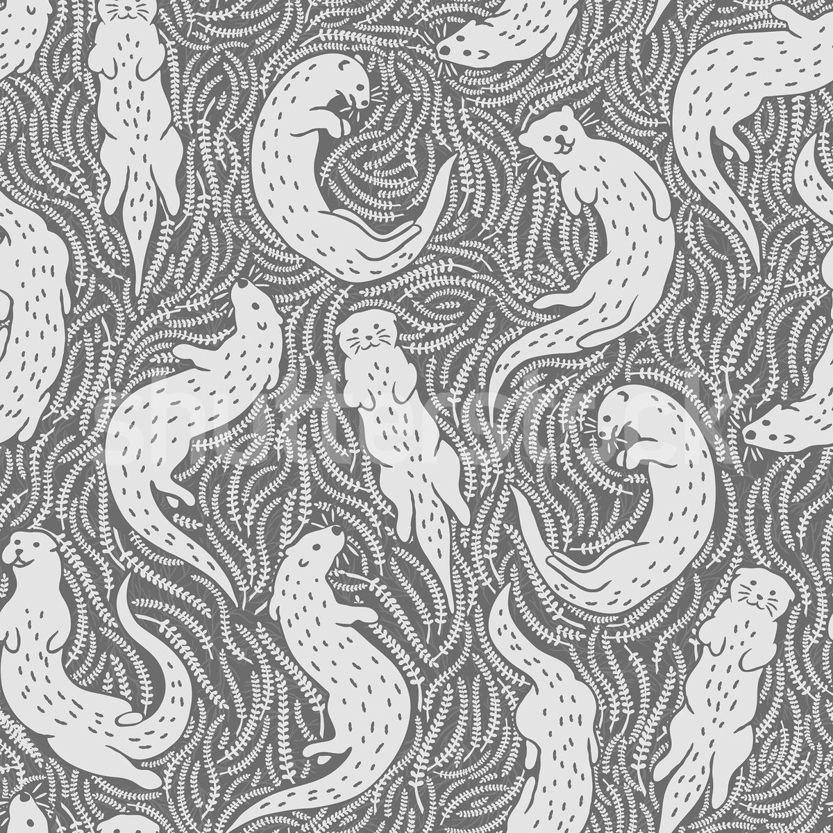 Cute Otters, Gray Mural Wallpaper - pure wallpaper artwork