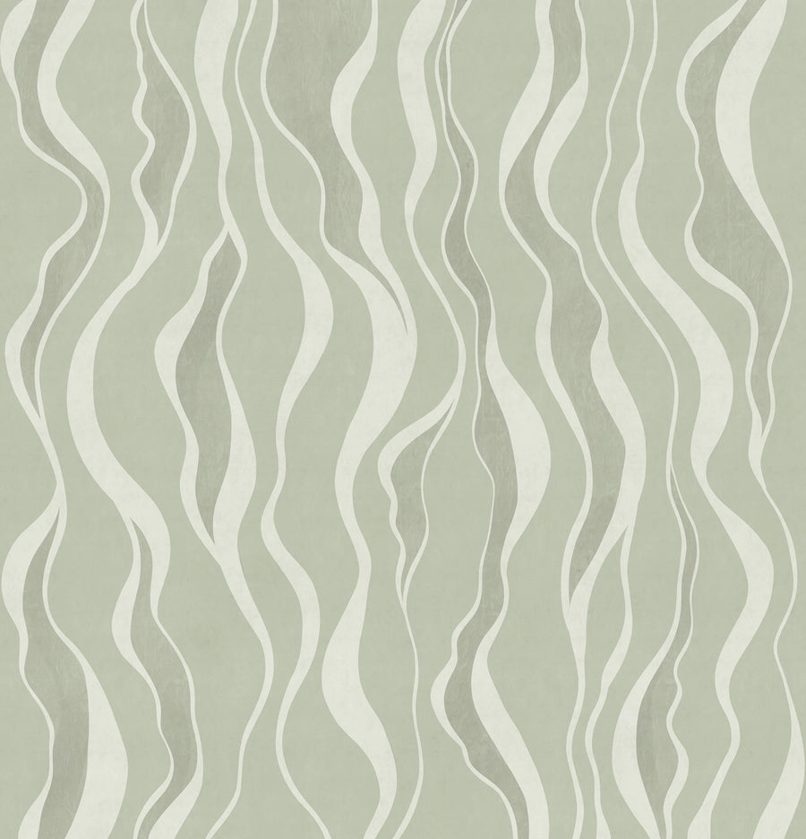 Gentle Lines, Green Mural Wallpaper