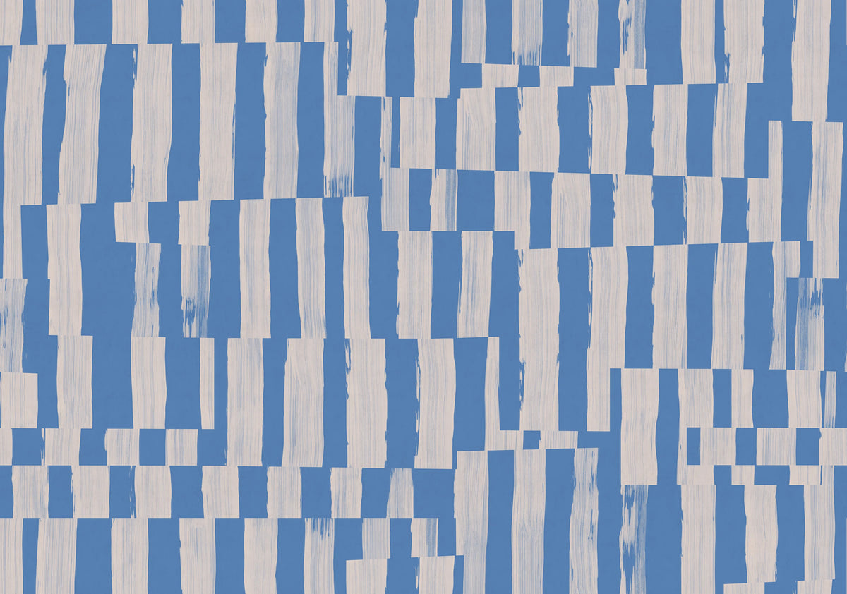 Broken Stripes, Blue Mural Wallpaper - pure wallpaper artwork