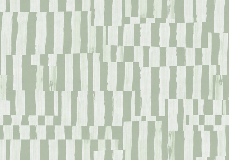 Broken Stripes, Green Mural Wallpaper