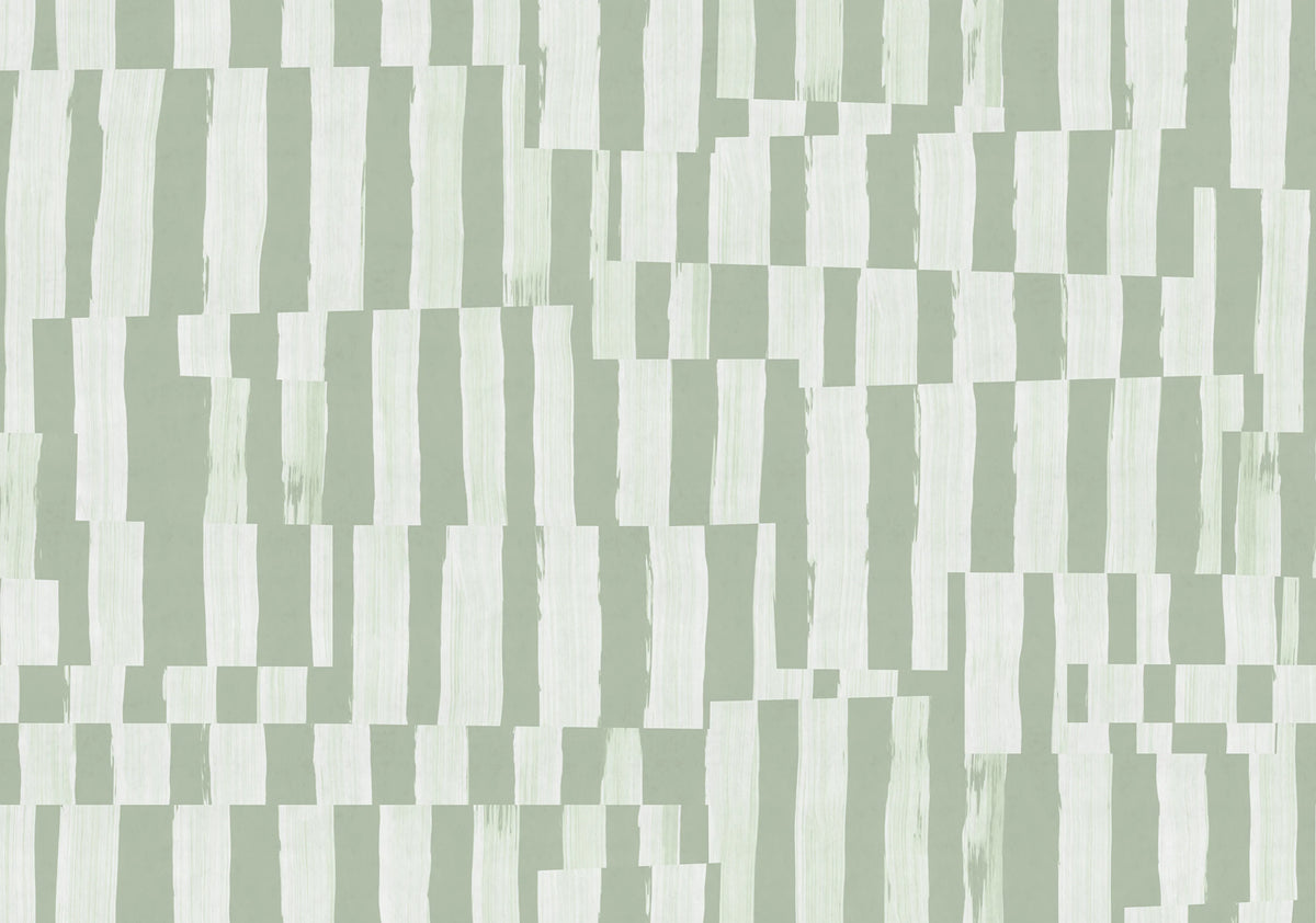 Broken Stripes, Green Mural Wallpaper - pure wallpaper artwork