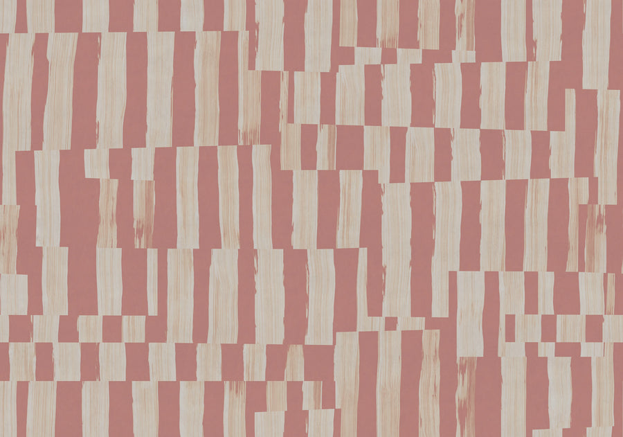 Broken Stripes, Pink Mural Wallpaper