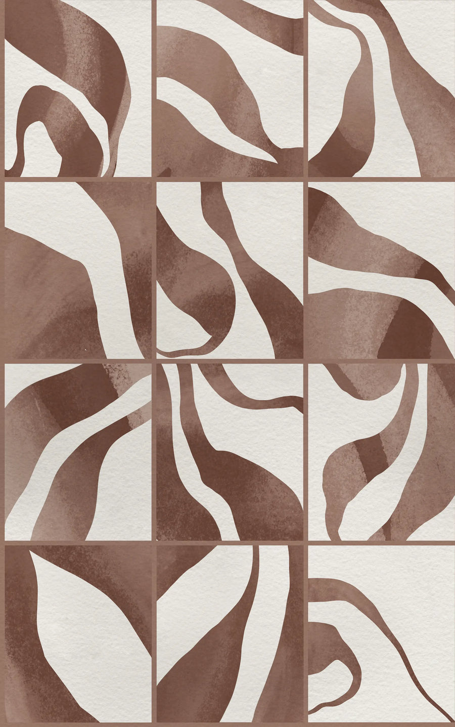 Floating Tiles, Brown Mural Wallpaper