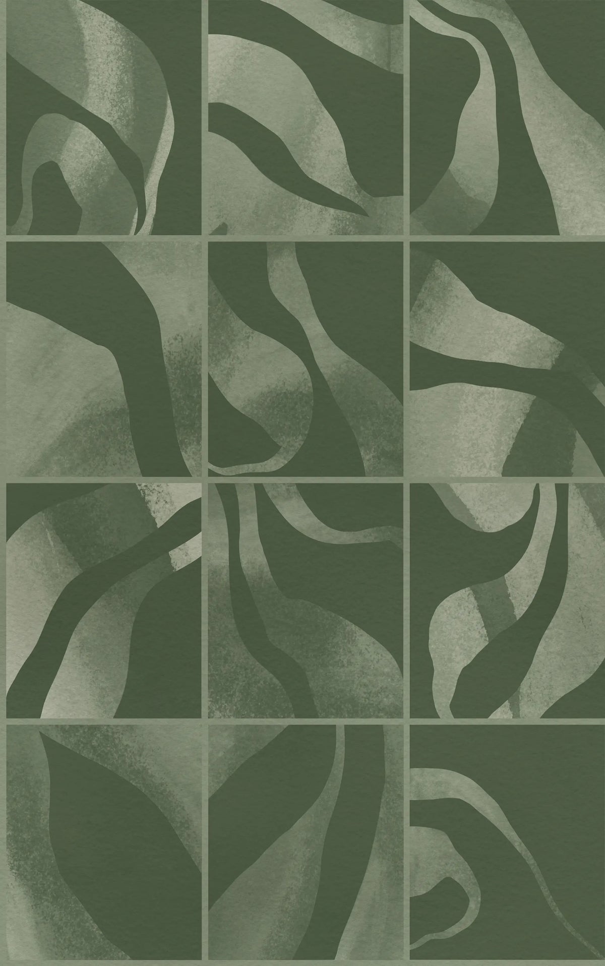 Floating Tiles, Dark Green Mural Wallpaper - pure wallpaper artwork